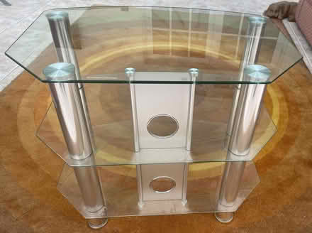 Photo of free Clear Glass TV / Media Stand Unit with cable management (Chirton SN10) #3