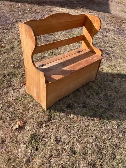 Photo of free Unfinished wood bench w/ storage (50 Silver St, Taunton) #1