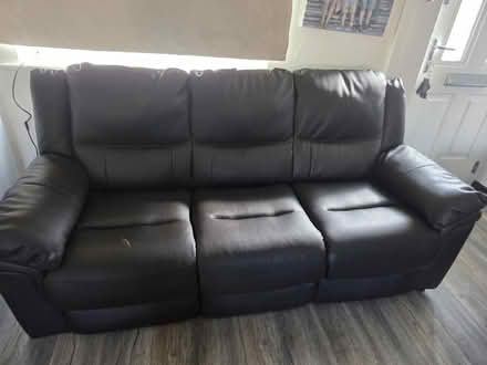 Photo of free Faux leather dark brown sofa (Cheadle SK8) #1