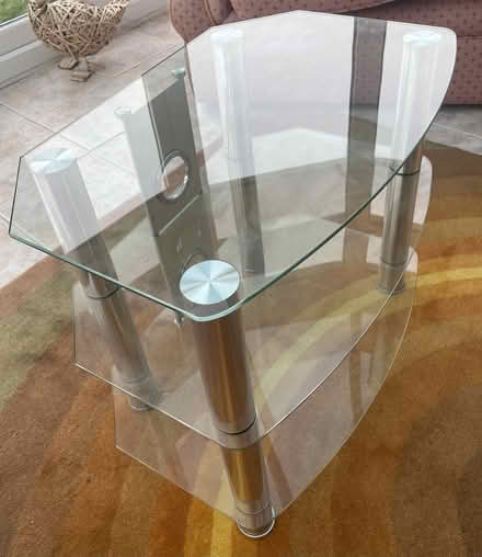 Photo of free Clear Glass TV / Media Stand Unit with cable management (Chirton SN10) #2