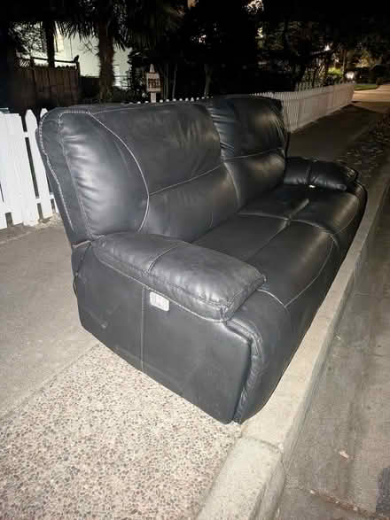 Photo of free Black leather couch (reclining) (Mount Carmel) #2