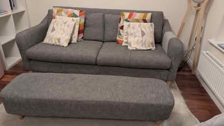 Photo of free Sofology 3 Seater sofa and footrest grey (Five Ways B15) #2