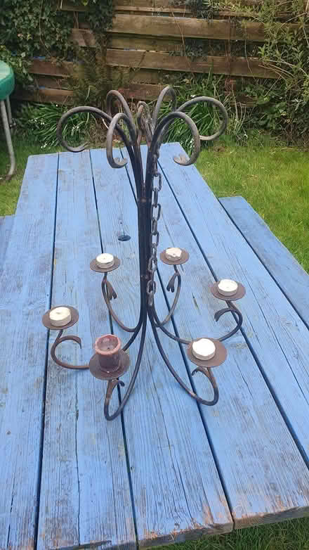 Photo of free Chandelier, steel, for 6 candles (Culmstock) #1