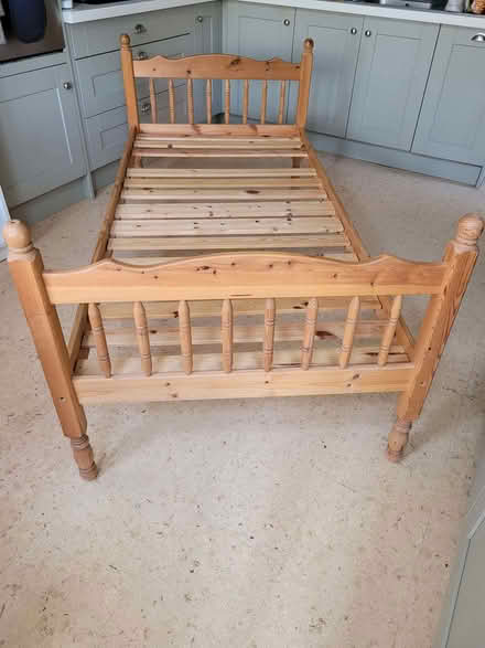 Photo of free Single pine bed and mattress (Holbrook DE56) #2