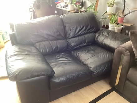 Photo of free Black synthetic leather 2 seater sofa (St. Marys Island ME4) #2