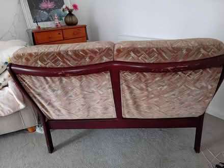 Photo of free small vintage wood framed sofa (Morecambe LA4) #4