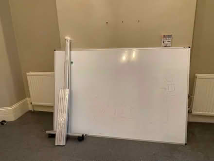 Photo of free Large whiteboard (4x6ft approx) with stand and markers (Shepherds Bush W12) #1