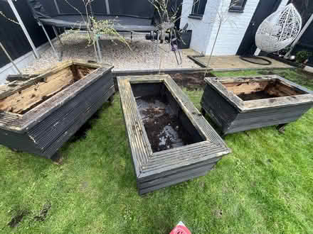 Photo of free Three large wooden planters (Pratts bottom) #2