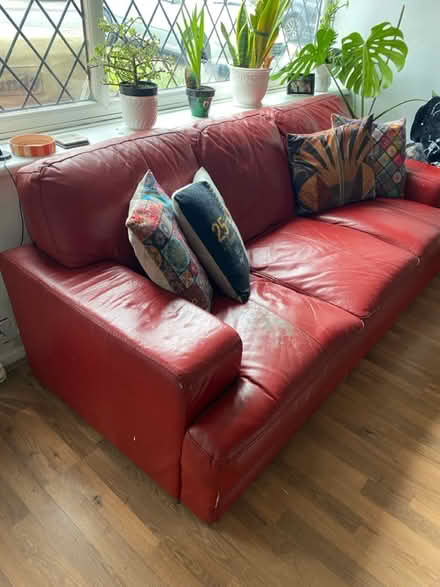 Photo of free 3 seater red leather sofa (Shirley B90) #3