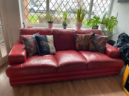 Photo of free 3 seater red leather sofa (Shirley B90) #1
