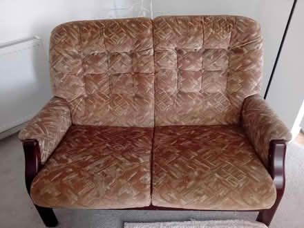 Photo of free small vintage wood framed sofa (Morecambe LA4) #1