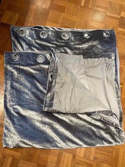 Photo of free Grey/silver crushed velvet curtains (Hextable BR8) #1