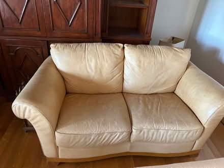 Photo of free Leather loveseat (Portola Valley) #1