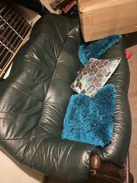 Photo of free Leather and wood sofa and chairs (Sutton Park DY11) #2
