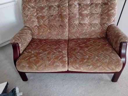 Photo of free small vintage wood framed sofa (Morecambe LA4) #3