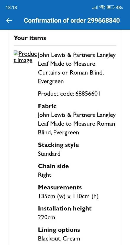 Photo of free John Lewis Roman Blind (Crystal Palace) #2