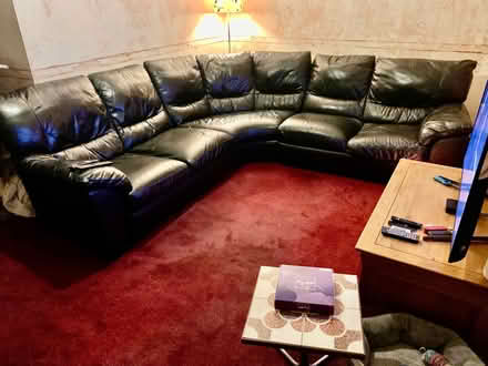 Photo of free Black Leather Corner Sofa (Stifford Clays RM16) #1