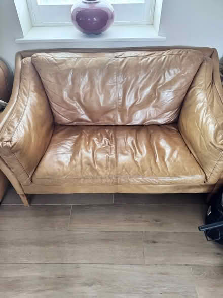 Photo of free Halo tan two seater sofa (Great Budworth) #1