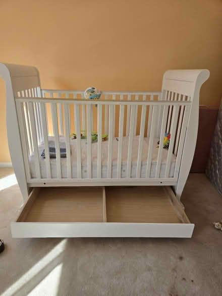 Photo of free Crib wooden white with matras (North Potomac) #2