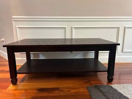 Photo of free dark wood coffee table with shelf (Sandy Springs) #2
