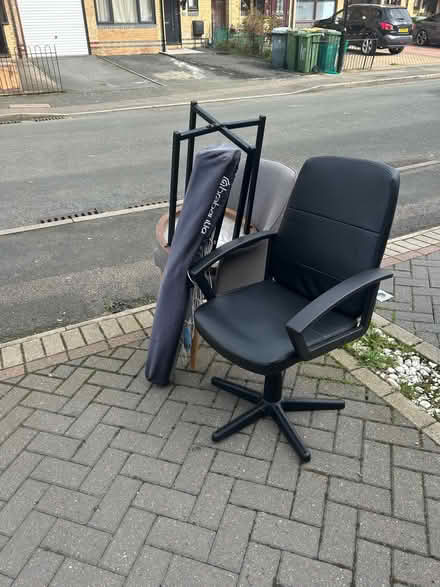 Photo of free Armchair side table clothes airer outside (Plaistow E13) #2