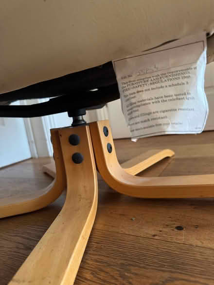 Photo of free Leather swivel arm chair with 5 wooden feet. (Trumpington Ward CB2) #2