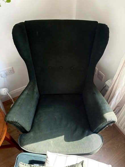 Photo of free IKEA armchair, STRANDMON, dark green (used) (Finsbury Park N4) #1