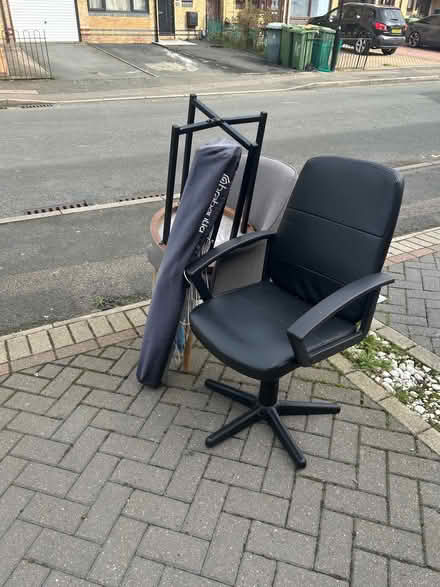 Photo of free Armchair side table clothes airer outside (Plaistow E13) #1
