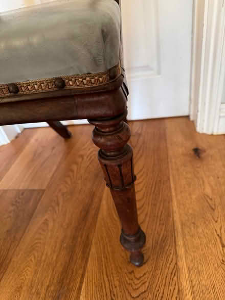 Photo of free 1940ish chair with lovely carved legs with faux leather seat (Trumpington Ward CB2) #1