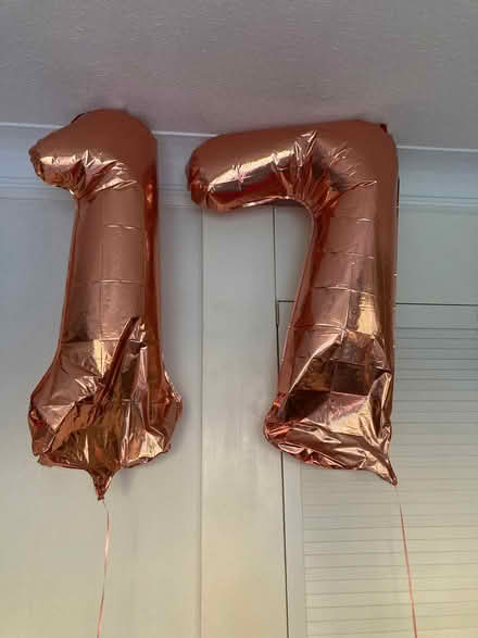 Photo of free Birthday helium balloons no 1 and 7 about 1 m long (Riddlesdown CR8) #1