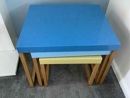 Photo of free Blue and yellow nested tables (Chorley SK9) #1