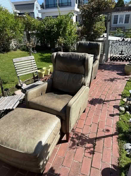 Photo of free Leather Chairs (2) ottoman (1) (Mira Vista /461 Carlston St) #1