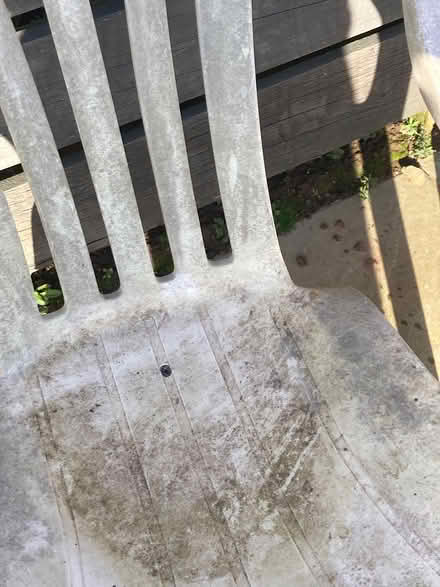 Photo of free 2x white plastic garden chairs (HR6 Yarpole) #4