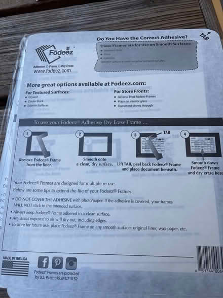 Photo of free Fodeez adhesive dry erase (Sunnyvale, near Homestead HS) #1