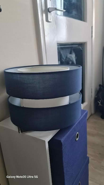 Photo of free Navy and white Ceiling lampshade. From a pet and smoke (Foxwood YO24) #2