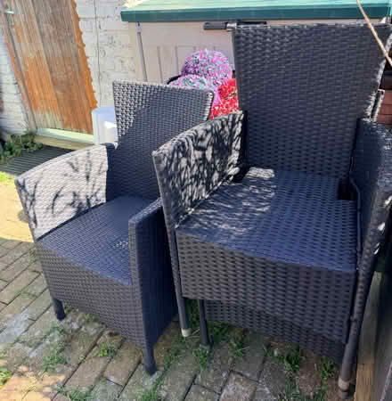 Photo of free 3 black plastic Rattan chairs (Whitton TW3) #1
