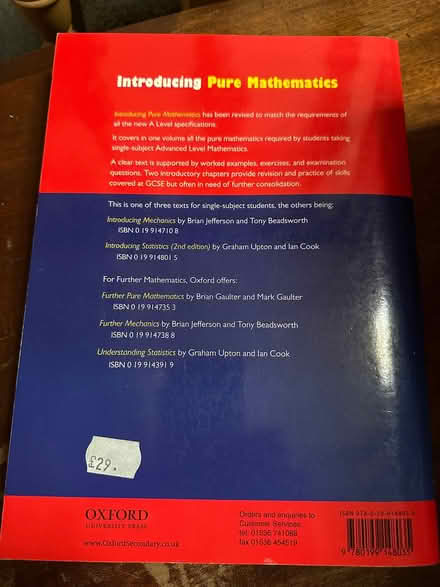 Photo of free PURE MATHS textbook, A Level standard (Putney SW15) #2