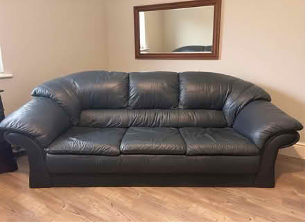 Photo of free Navy blue leather sofa set (2 seater and 3 seater) (Colt Hill RG29) #1