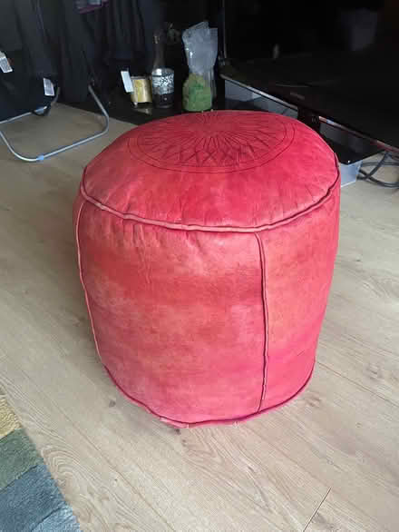 Photo of free Moroccan Pink Pouf / footstool (Cherrywood) #1