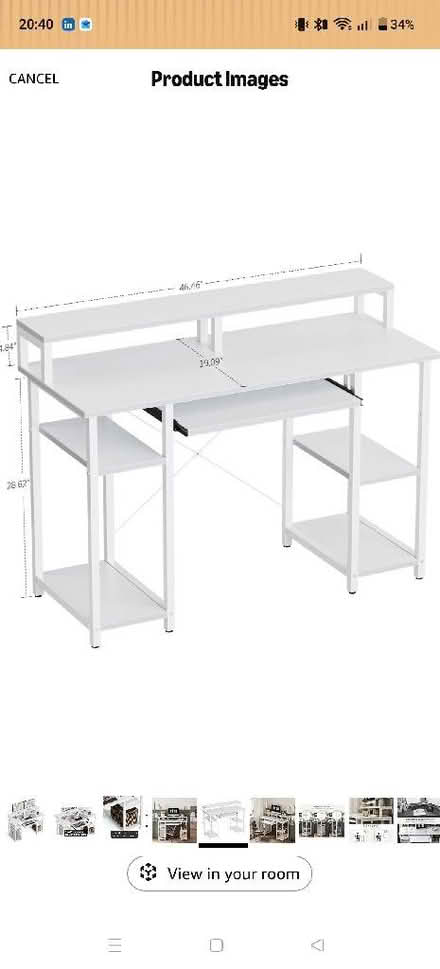 Photo of free White computer desk with monitor stand (Corstorphine EH12) #3