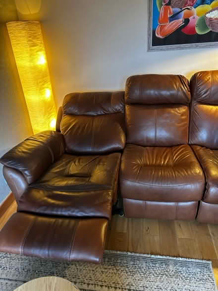 Photo of free Brown leather sofa (M26 Bradley Fold) #4