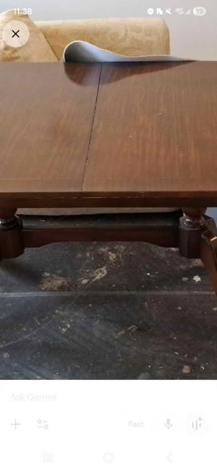 Photo of free Solid twin pedestal Regency style table with 8 chairs (Rubery B45) #1