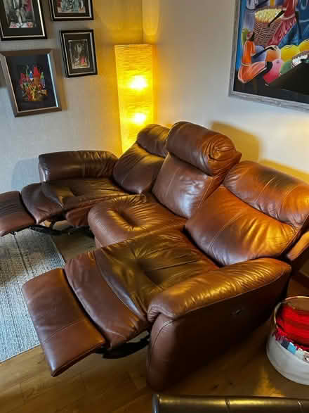 Photo of free Brown leather sofa (M26 Bradley Fold) #3