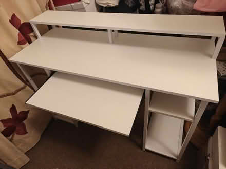Photo of free White computer desk with monitor stand (Corstorphine EH12) #2