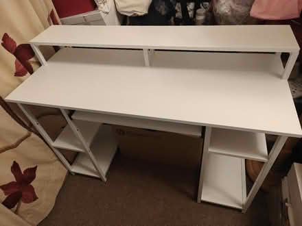 Photo of free White computer desk with monitor stand (Corstorphine EH12) #1
