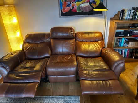 Photo of free Brown leather sofa (M26 Bradley Fold) #2