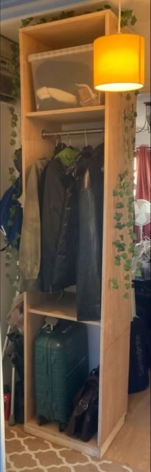 Photo of free Tall narrow plywood coat rack with hanging rail (North Watford WD24) #1