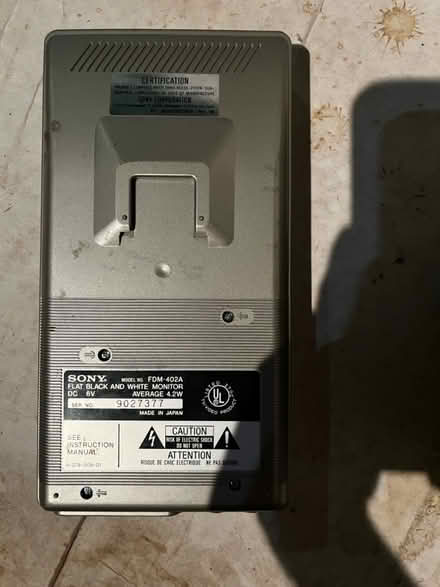 Photo of free Sony flat b&w monitor (North Willow Glen , San Jose) #2