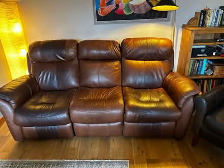 Photo of free Brown leather sofa (M26 Bradley Fold) #1