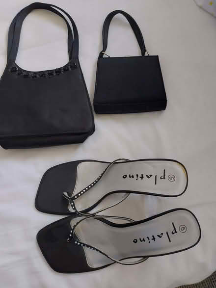 Photo of free Black shoes size5 and two handbags. Ideal for a night out. (Ince-in-Makerfield WN2) #1